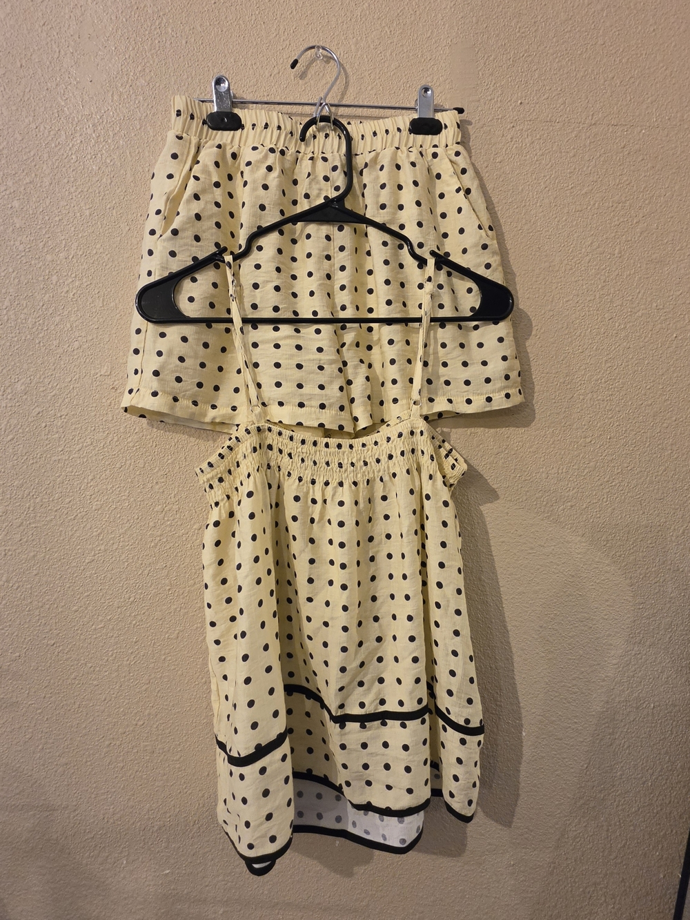 Polka Dot Yellow Elastic Waist Skirt - Unbranded